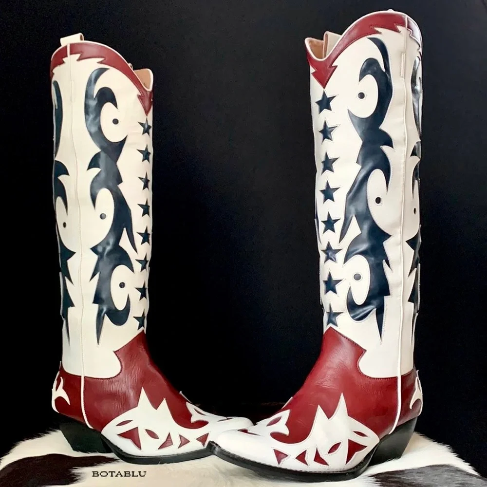SOLD JEFFREY CAMPBELL Star Tall Knee High Cowboy Cowgirl Western Boots 40 9.5 - Picture 7 of 8